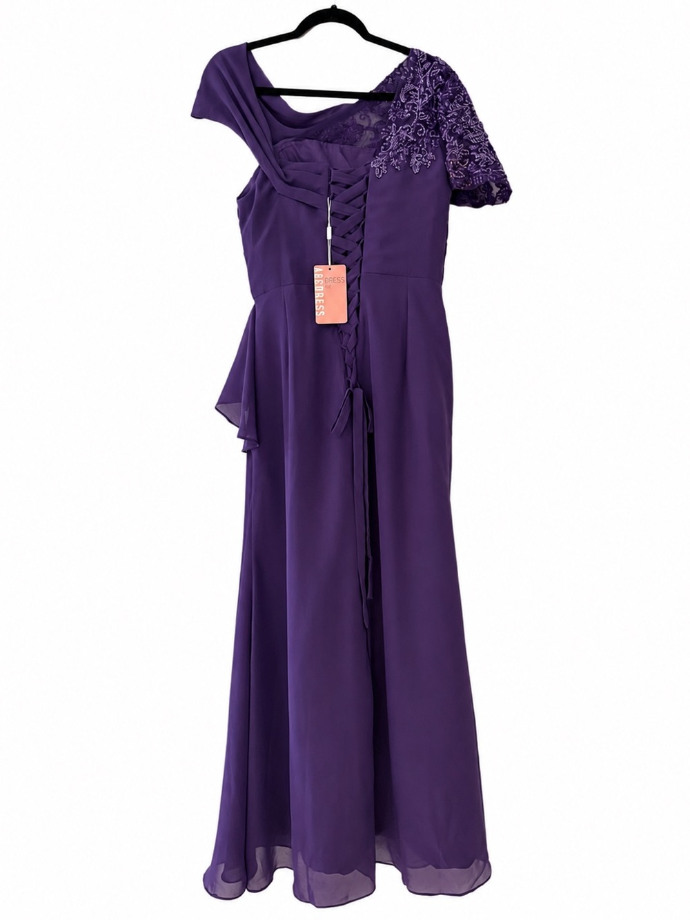 Purple One Shoulder Formal Wedding Guest Bridesmaid Gown NWT - Picture 4 of 5